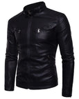 Men's Slim Fit PU Leather Biker Jacket