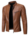 Men's Slim Fit PU Leather Biker Jacket