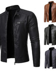 Men's Slim Fit PU Leather Biker Jacket