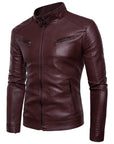 Men's Slim Fit PU Leather Biker Jacket