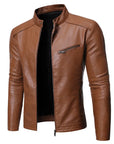 Men's Slim Fit PU Leather Biker Jacket