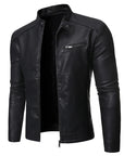 Men's Slim Fit PU Leather Biker Jacket