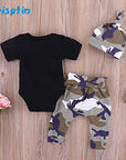 Wisefin Infant Boys' 3-Piece Camo & Cartoon Print Summer Outfit with Hat"