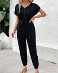 V-Neck Short Sleeve Jumpsuit