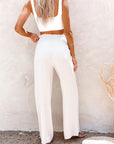 Chic High Waist Pants with Decorative Buttons