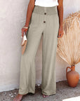 Chic High Waist Pants with Decorative Buttons