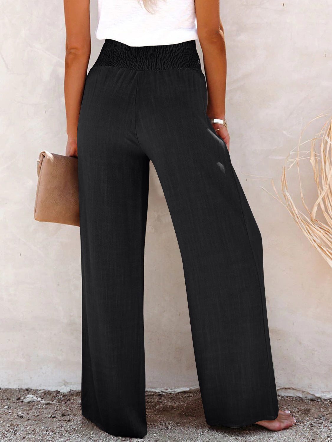 Chic High Waist Pants with Decorative Buttons