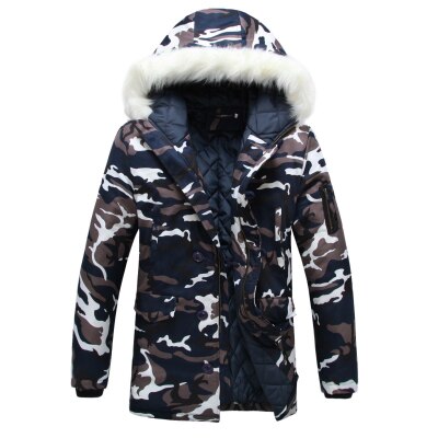 Military Camo Down Parka with Fur Hood