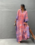 Vibrant Halo-Dyed Floral Beach Cover-Up Dress