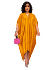 Plus Size Solid Color V-Neck Dress for Muslim Women