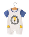 Baby jumpsuit for summer, baby short sleeved clothes, thin newborn cartoon animal crawling clothes, cotton jumpsuit