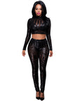 Leaf Sequins African Design Women Sexy Bodysuit