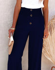 Chic High Waist Pants with Decorative Buttons