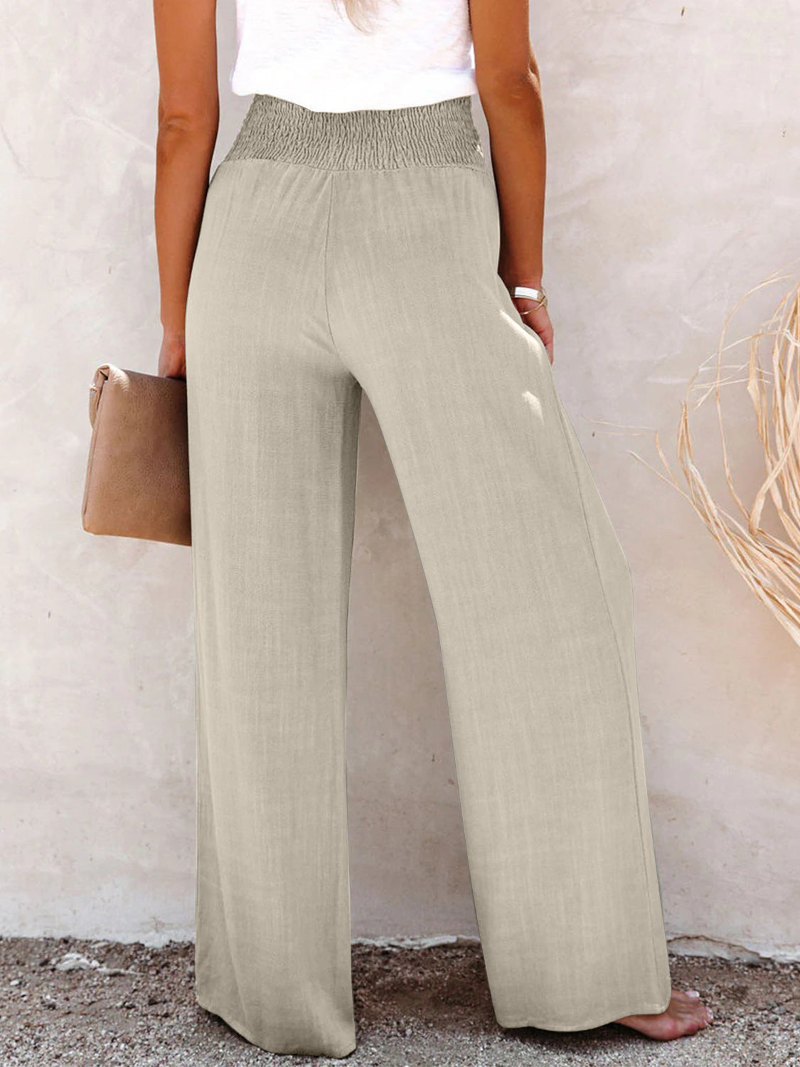 Chic High Waist Pants with Decorative Buttons