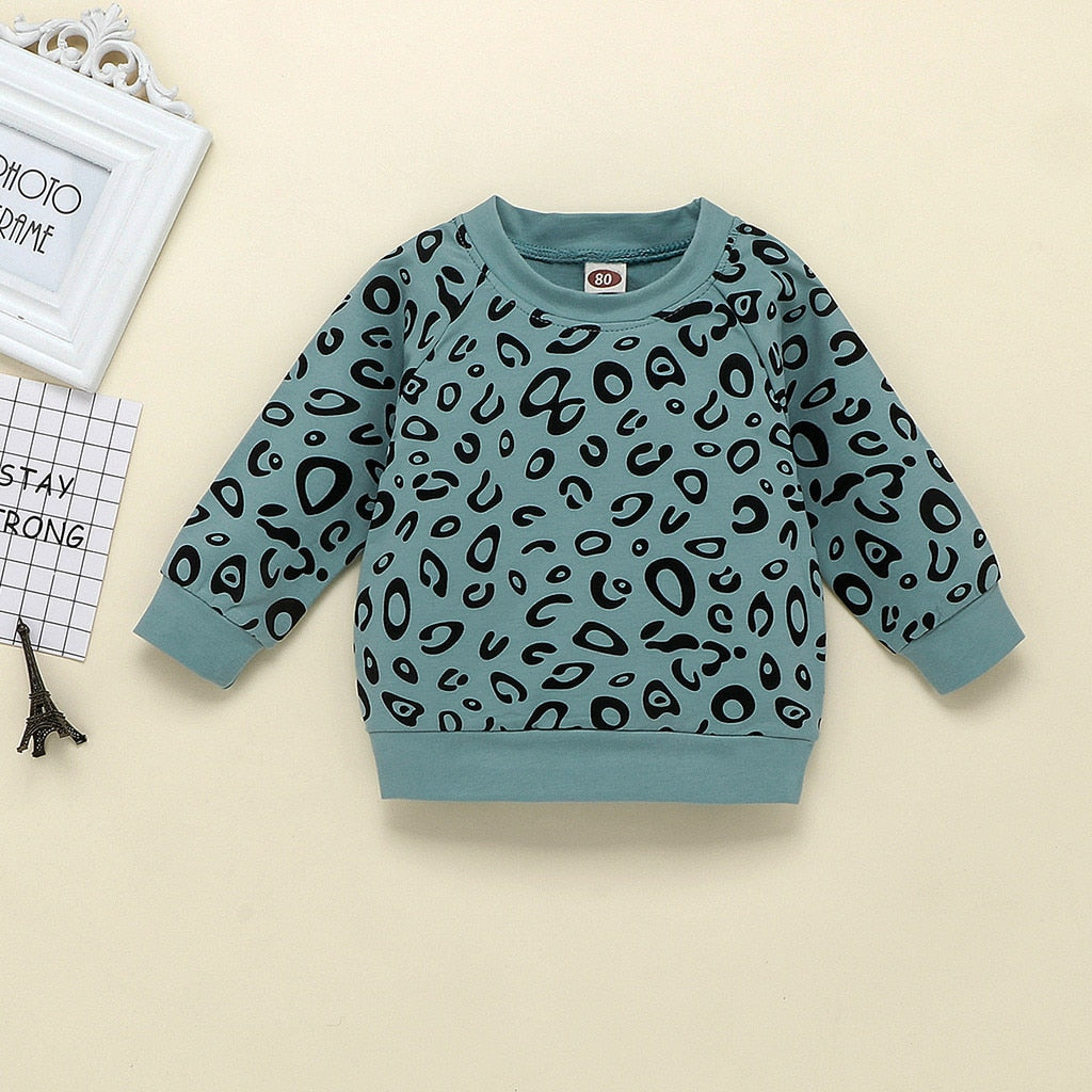 Cute Cartoon &amp; Leopard Print Kids Clothes Set