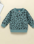 Cute Cartoon & Leopard Print Kids Clothes Set