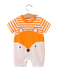 Baby jumpsuit for summer, baby short sleeved clothes, thin newborn cartoon animal crawling clothes, cotton jumpsuit