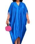 Plus Size Solid Color V-Neck Dress for Muslim Women