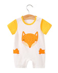 Baby jumpsuit for summer, baby short sleeved clothes, thin newborn cartoon animal crawling clothes, cotton jumpsuit