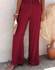 Chic High Waist Pants with Decorative Buttons