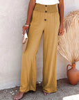 Chic High Waist Pants with Decorative Buttons