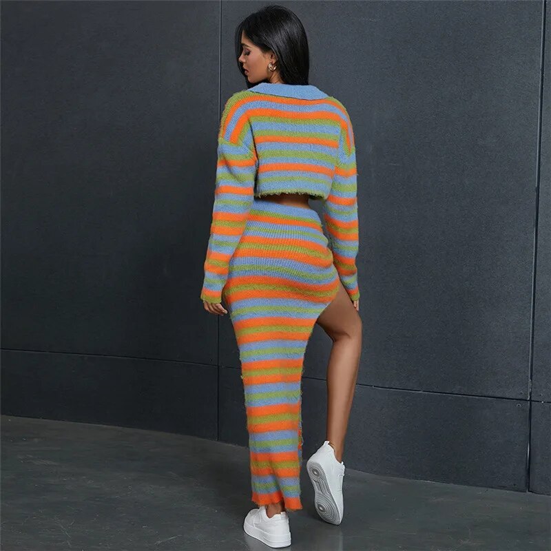 Y2K Striped Knitted