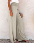 Chic High Waist Pants with Decorative Buttons