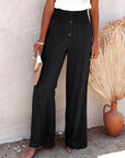 Chic High Waist Pants with Decorative Buttons