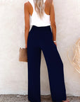 Chic High Waist Pants with Decorative Buttons