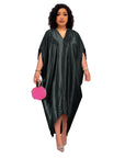 Plus Size Solid Color V-Neck Dress for Muslim Women