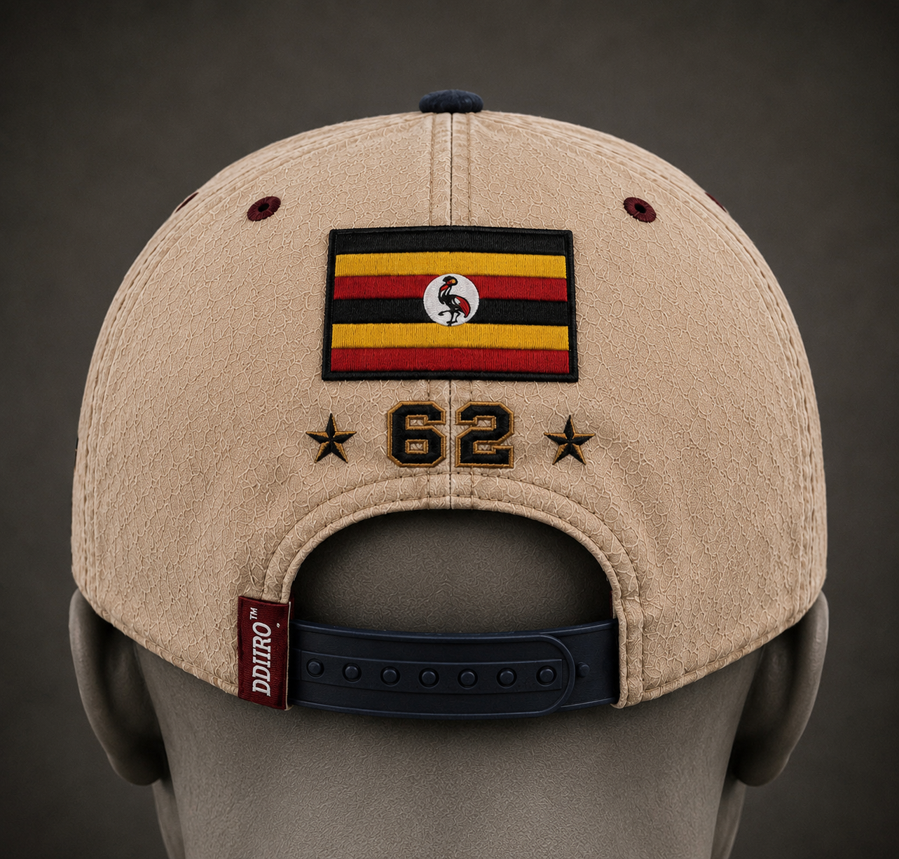 DDIIRO™ Kampala 62 Vintage Distressed Heritage Cap – Cream & Burgundy