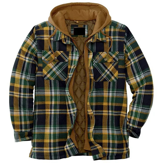 Men&#39;s Autumn Winter Plaid Shirt Jacket – Long Sleeve, Thick Collar, Outdoor Travel Coat