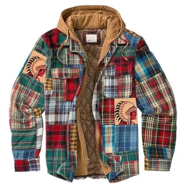 Men&#39;s Autumn Winter Plaid Shirt Jacket – Long Sleeve, Thick Collar, Outdoor Travel Coat