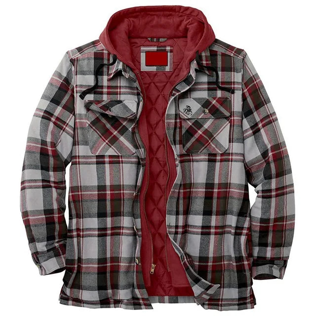 Men&#39;s Autumn Winter Plaid Shirt Jacket – Long Sleeve, Thick Collar, Outdoor Travel Coat