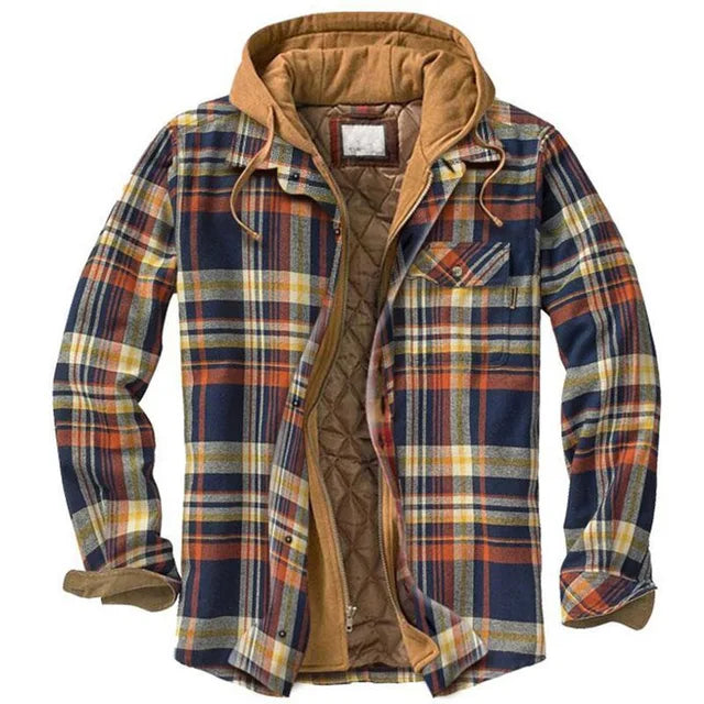 Men&#39;s Autumn Winter Plaid Shirt Jacket – Long Sleeve, Thick Collar, Outdoor Travel Coat