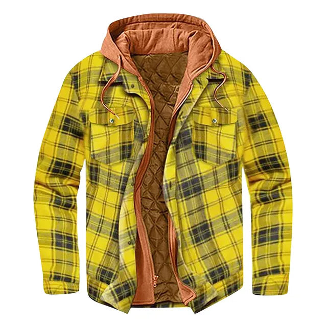 Men&#39;s Autumn Winter Plaid Shirt Jacket – Long Sleeve, Thick Collar, Outdoor Travel Coat