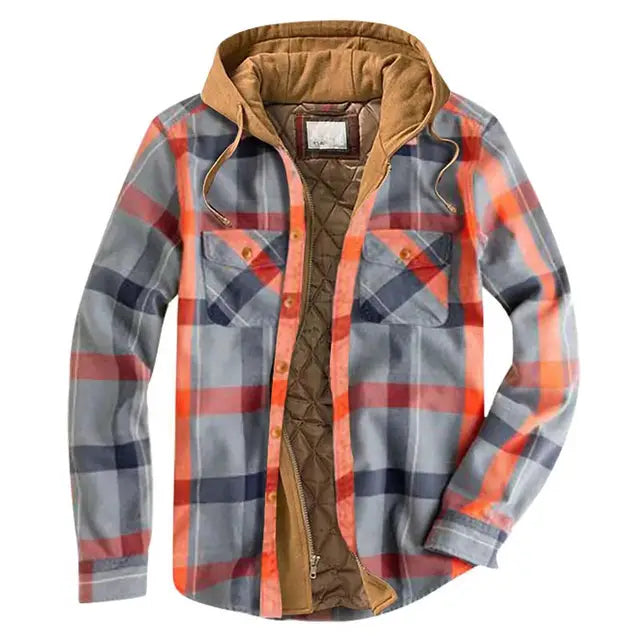 Men&#39;s Autumn Winter Plaid Shirt Jacket – Long Sleeve, Thick Collar, Outdoor Travel Coat