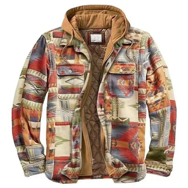 Men&#39;s Autumn Winter Plaid Shirt Jacket – Long Sleeve, Thick Collar, Outdoor Travel Coat