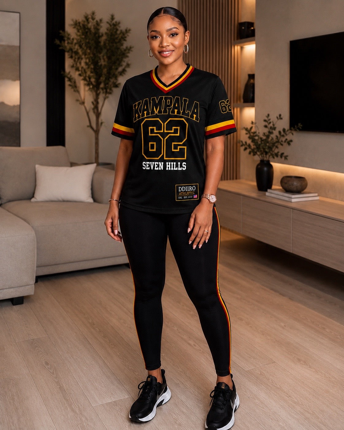 Kampala 62 Seven Hills Women’s Heritage Jersey – Black & Cream