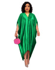 Plus Size Solid Color V-Neck Dress for Muslim Women