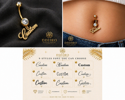 Belly Ring - Custom Belly Button Ring - Name Navel Ring - Name Belly Rings - Custom Body Jewelry - Personalized Gift For Her.