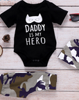 Wisefin Infant Boys' 3-Piece Camo & Cartoon Print Summer Outfit with Hat"