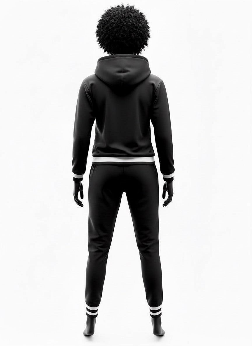 DDIIRO Women's Signature Luxury Tracksuit Set – Premium Black Hoodie & Joggers