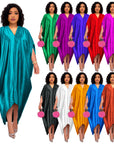 Plus Size Solid Color V-Neck Dress for Muslim Women