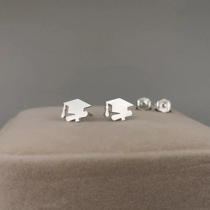 Graduation Hat Stainless Steel Personalized Earrings Minimalist Student Commemorative Gift"