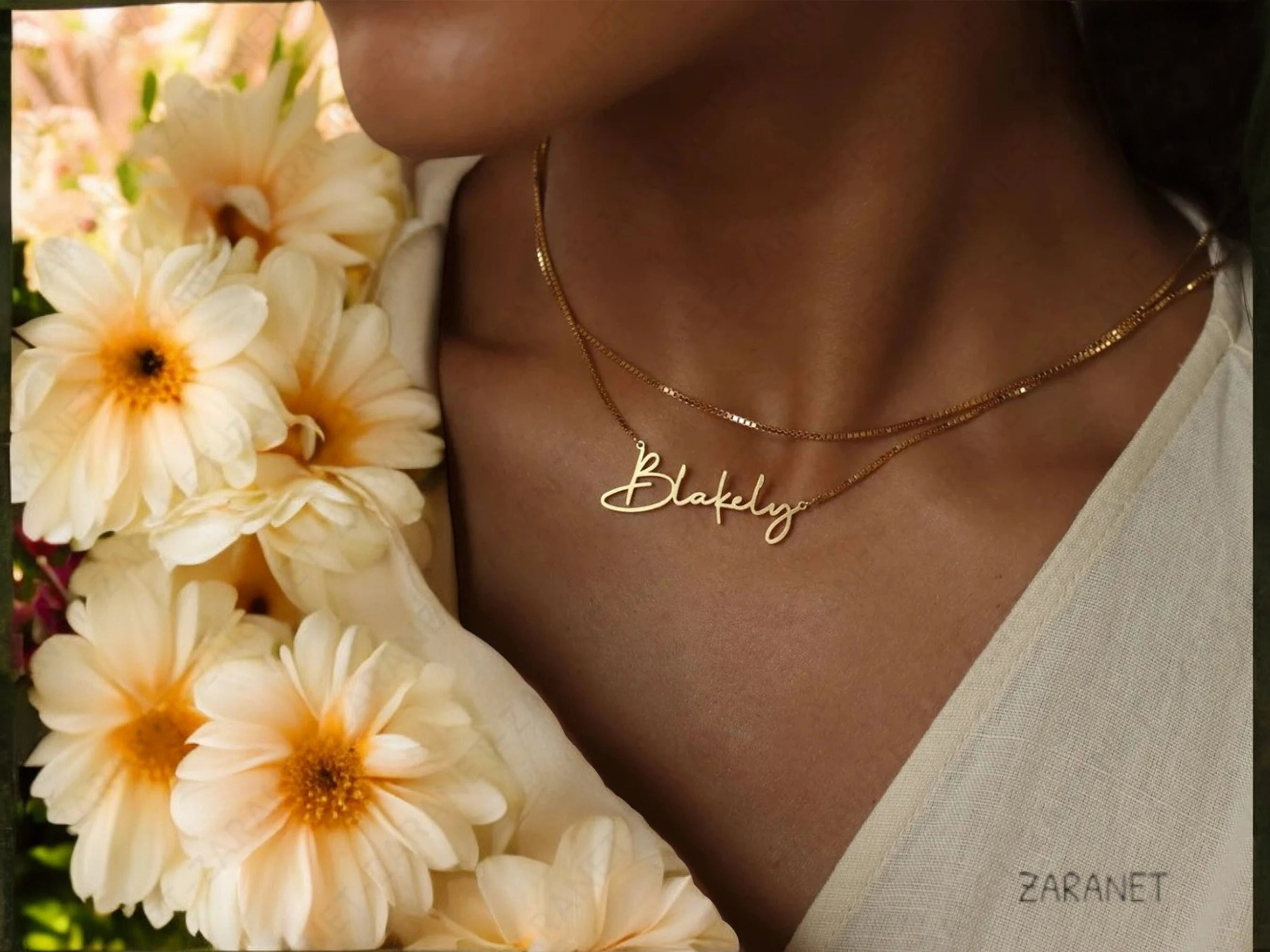 Personalized Name Necklace • Gold Name Necklace with Box Chain • Perfect Gift for Her • Personalized Gift •