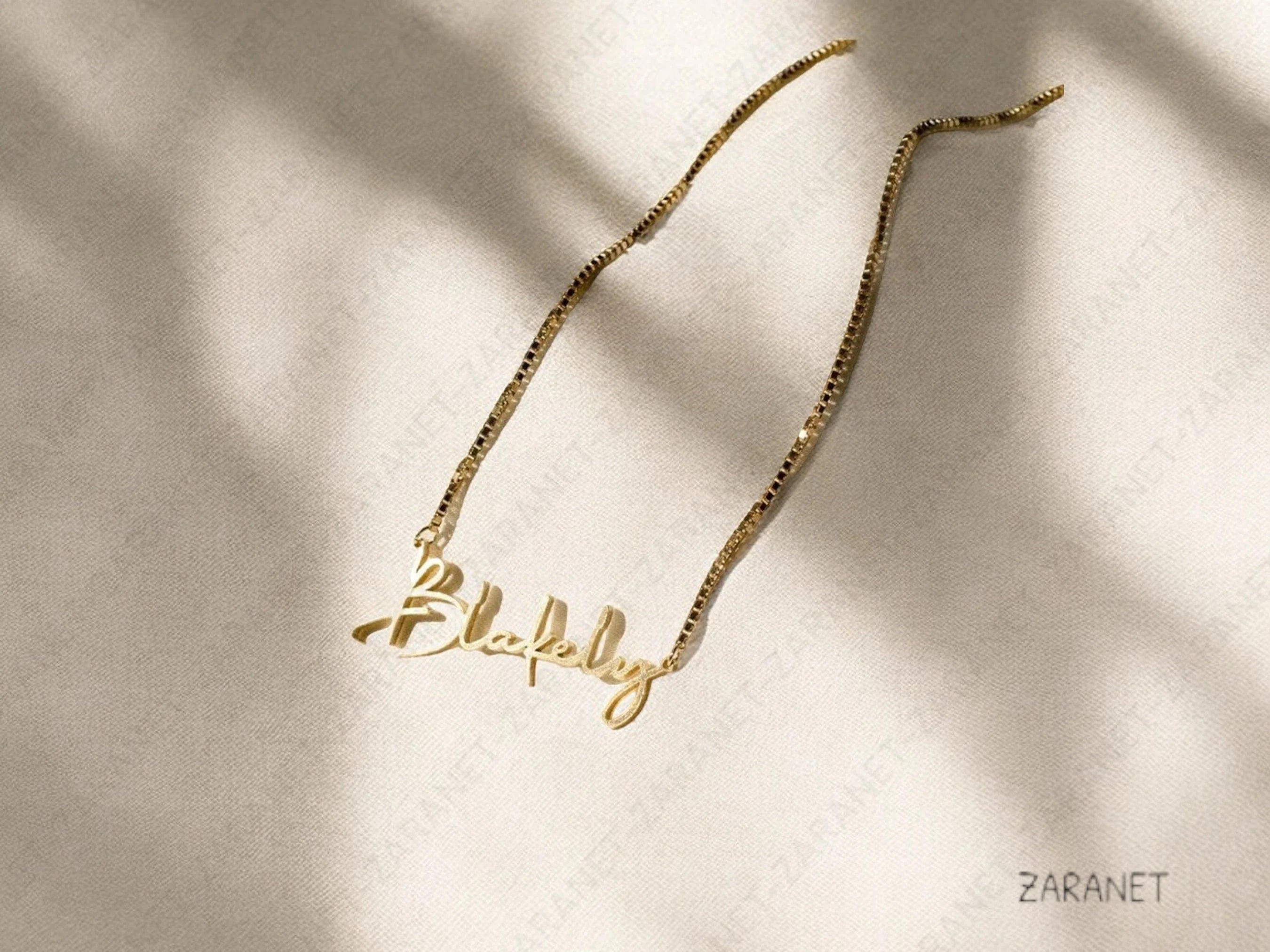 Personalized Name Necklace • Gold Name Necklace with Box Chain • Perfect Gift for Her • Personalized Gift •