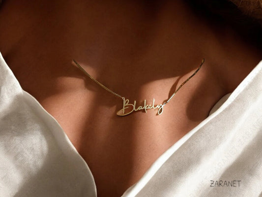 Personalized Name Necklace • Gold Name Necklace with Box Chain • Perfect Gift for Her • Personalized Gift •