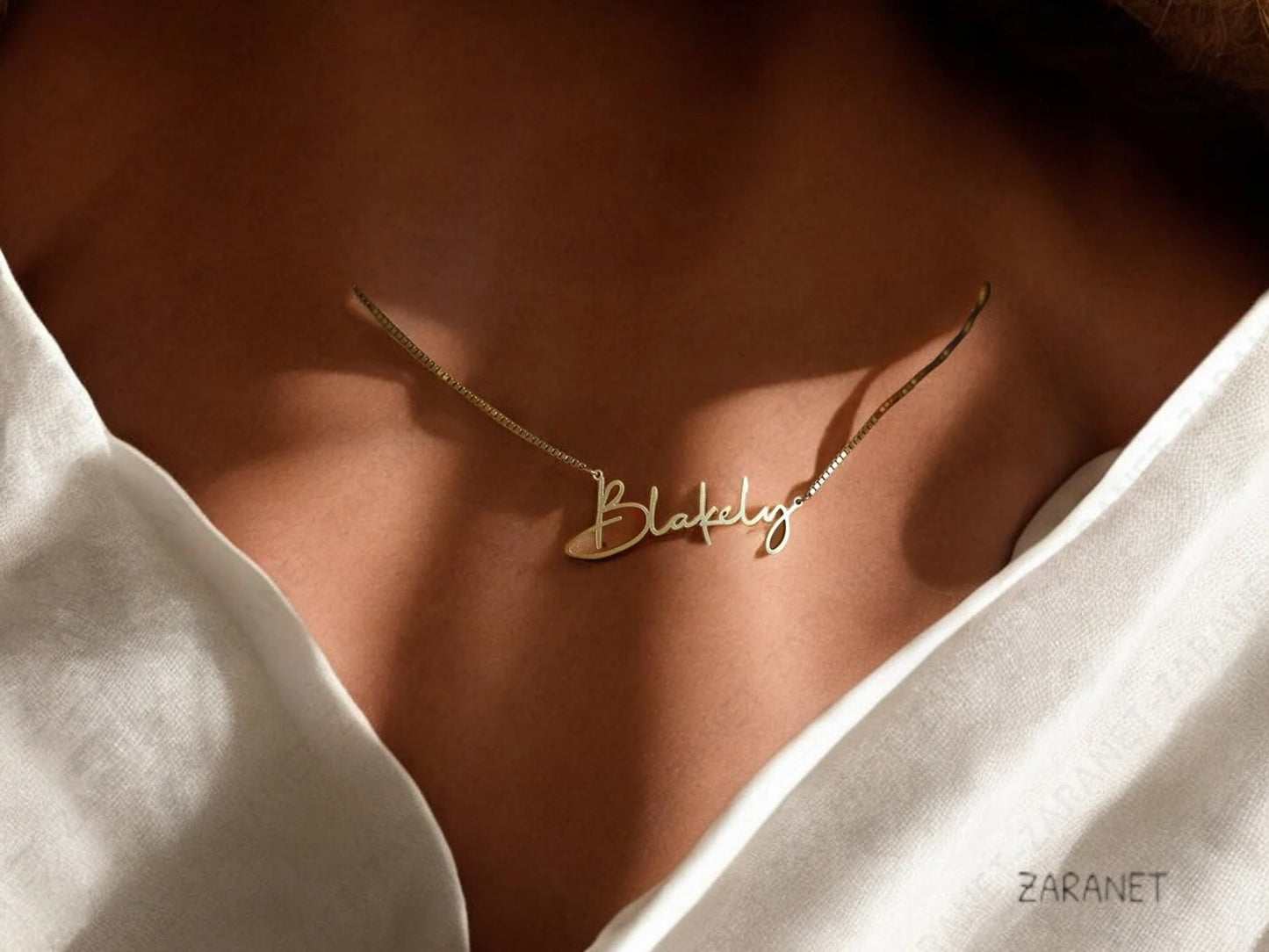 Personalized Name Necklace • Gold Name Necklace with Box Chain • Perfect Gift for Her • Personalized Gift •