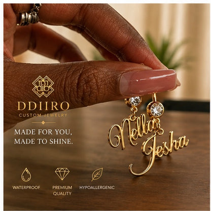 DDIIRO™ Custom Name Belly Button Ring – Gold Stainless Steel Personalized Jewelry